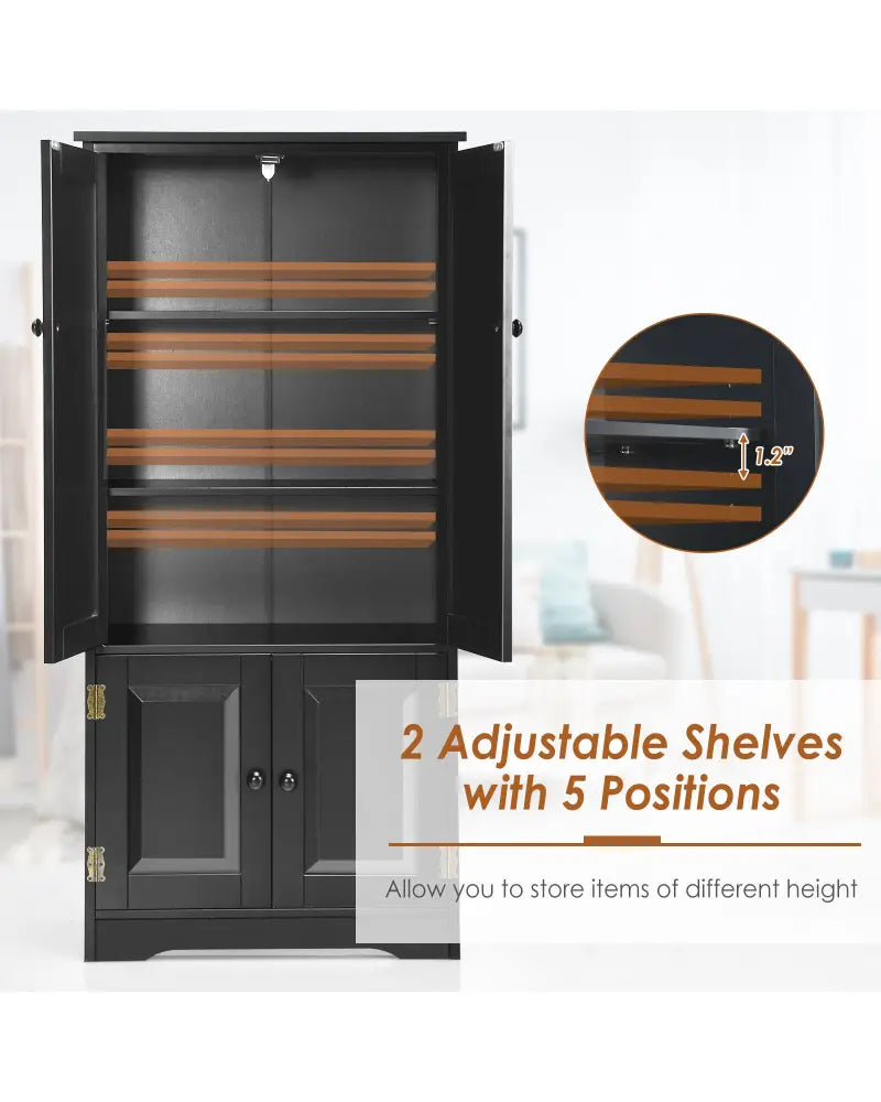 Accent Floor Storage Cabinet with Adjustable Shelves Antique 2-Door-Black - Black - Sideboards Cabinets & Buffets