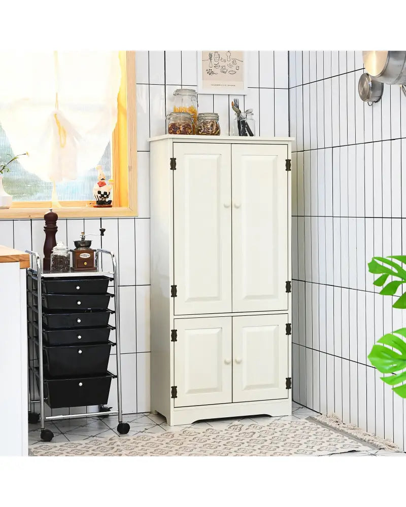 Accent Floor Storage Cabinet with Adjustable Shelves Antique 2-Door-Cream White - White - Sideboards Cabinets & Buffets