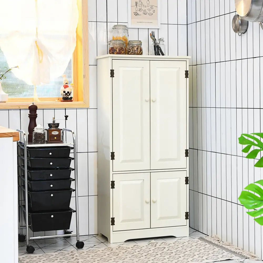 Accent Floor Storage Cabinet with Adjustable Shelves Antique 2-Door-Cream White - White - Sideboards Cabinets & Buffets