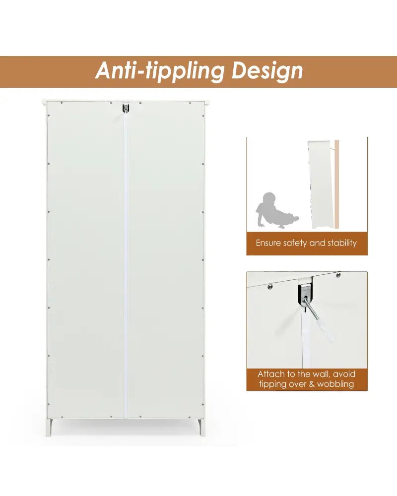 Accent Floor Storage Cabinet with Adjustable Shelves Antique 2-Door-Cream White - White - Sideboards Cabinets & Buffets