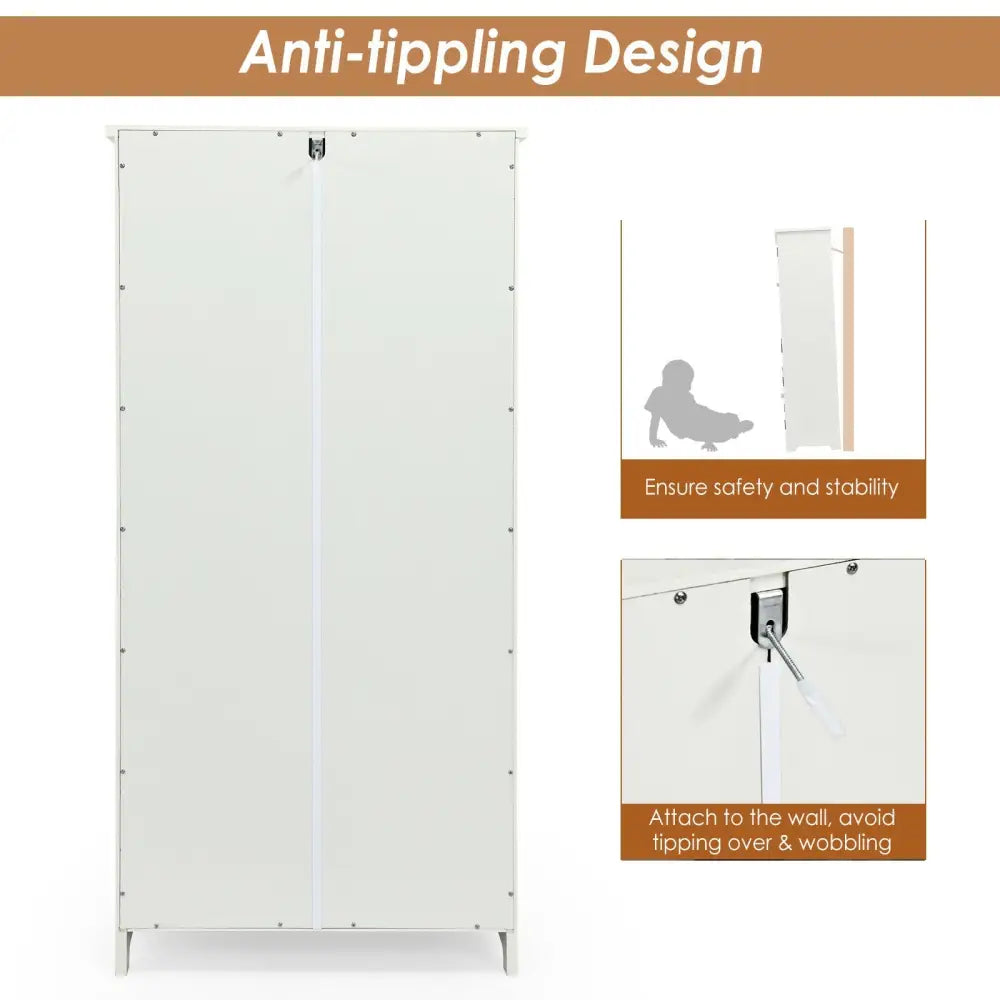 Accent Floor Storage Cabinet with Adjustable Shelves Antique 2-Door-Cream White - White - Sideboards Cabinets & Buffets