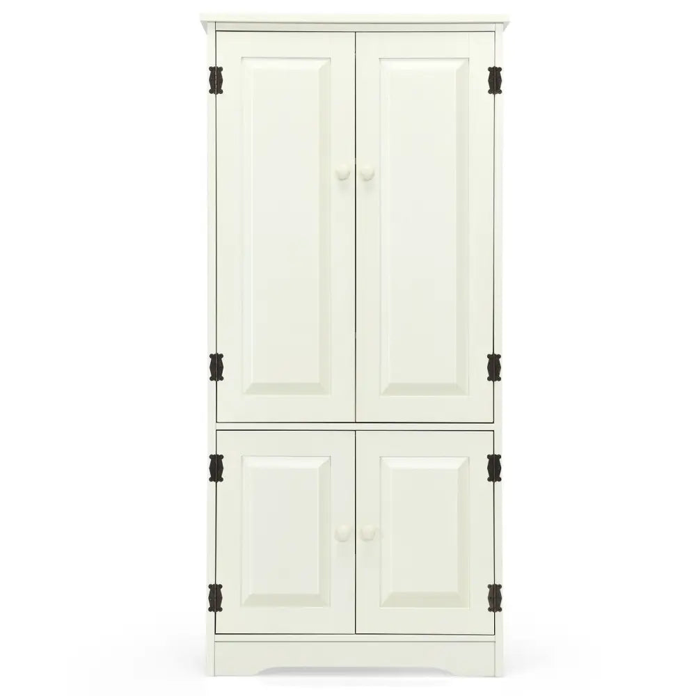 Accent Floor Storage Cabinet with Adjustable Shelves Antique 2-Door-Cream White - White - Sideboards Cabinets & Buffets