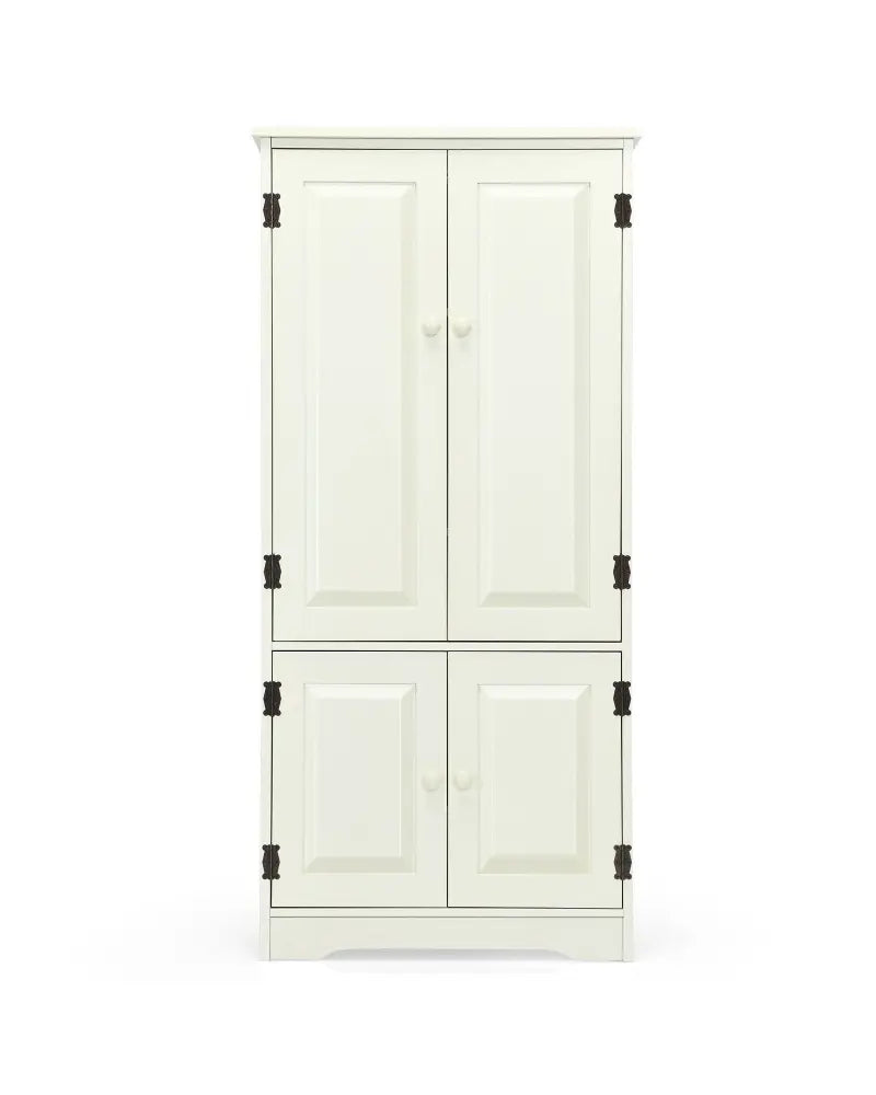 Accent Floor Storage Cabinet with Adjustable Shelves Antique 2-Door-Cream White - White - Sideboards Cabinets & Buffets