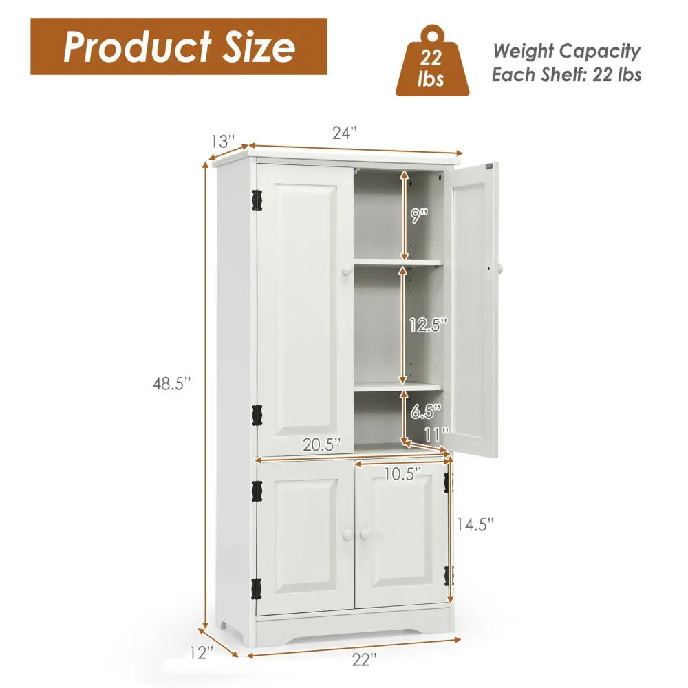 Accent Floor Storage Cabinet with Adjustable Shelves Antique 2-Door-Cream White - White - Sideboards Cabinets & Buffets