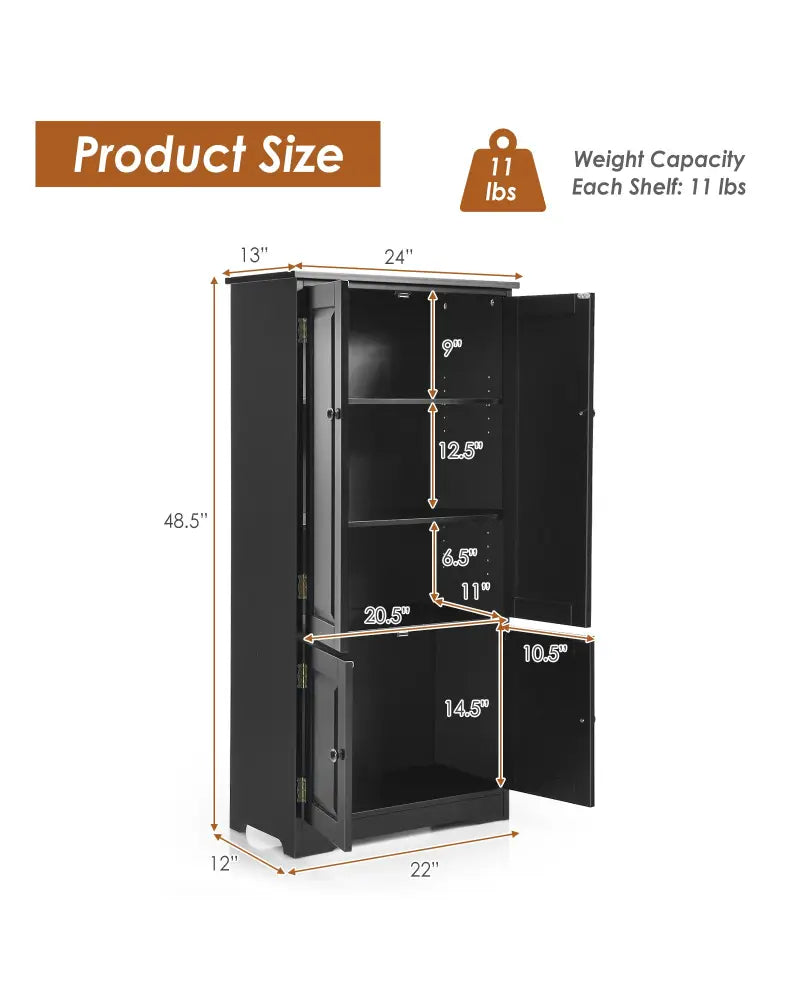Accent Floor Storage Cabinet with Adjustable Shelves Antique 2-Door-Black - Black - Sideboards Cabinets & Buffets