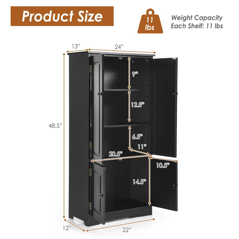 Accent Floor Storage Cabinet with Adjustable Shelves Antique 2-Door-Black - Black - Sideboards Cabinets & Buffets