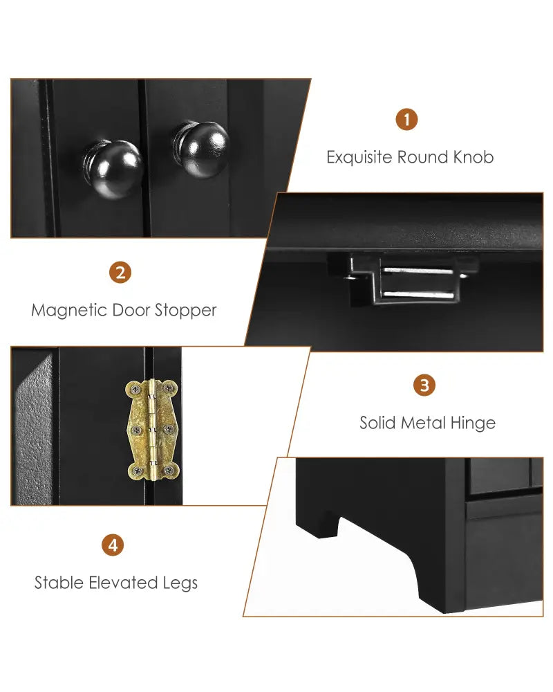 Accent Floor Storage Cabinet with Adjustable Shelves Antique 2-Door-Black - Black - Sideboards Cabinets & Buffets