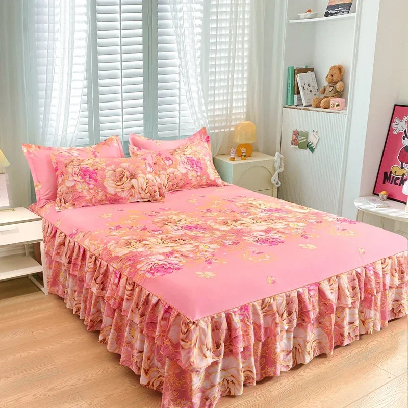 Princess Style Bed Skirt – Smooth Bedsheet Cover Twin/Queen/King