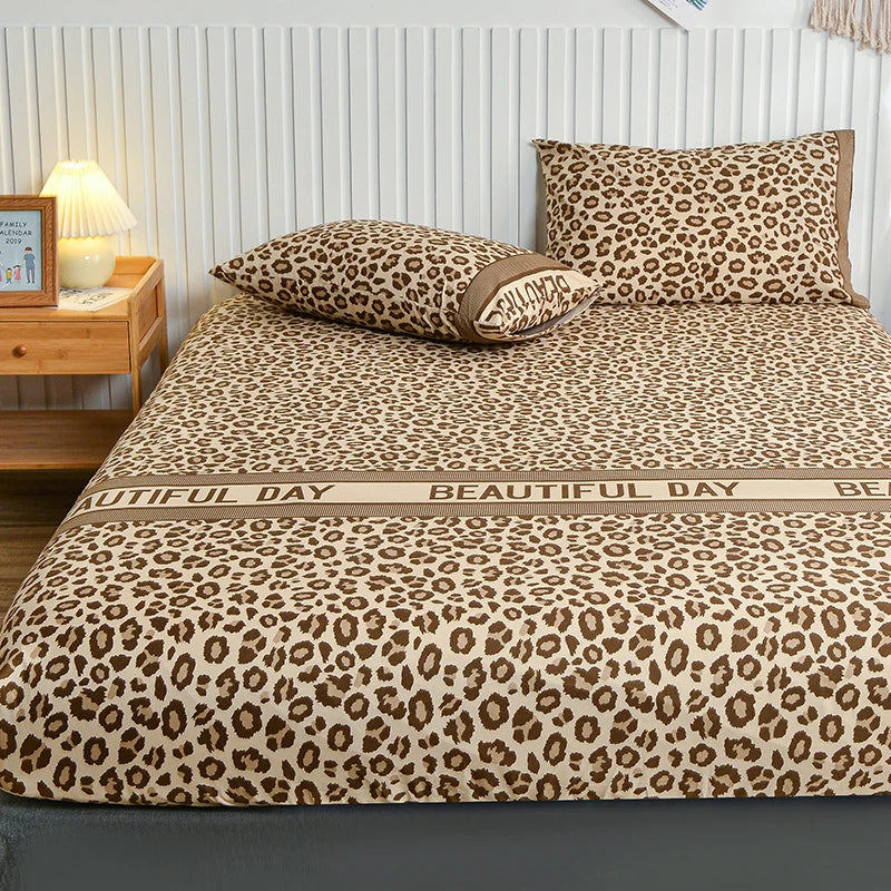 Blue Floral Fitted Bed Sheet with Elastic – Twin/Queen/King Mattress Cover