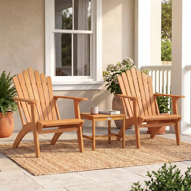 Adirondack Chair Set of 2 with Side Table for Deck Garden and Porch - Patio Conversation Sets