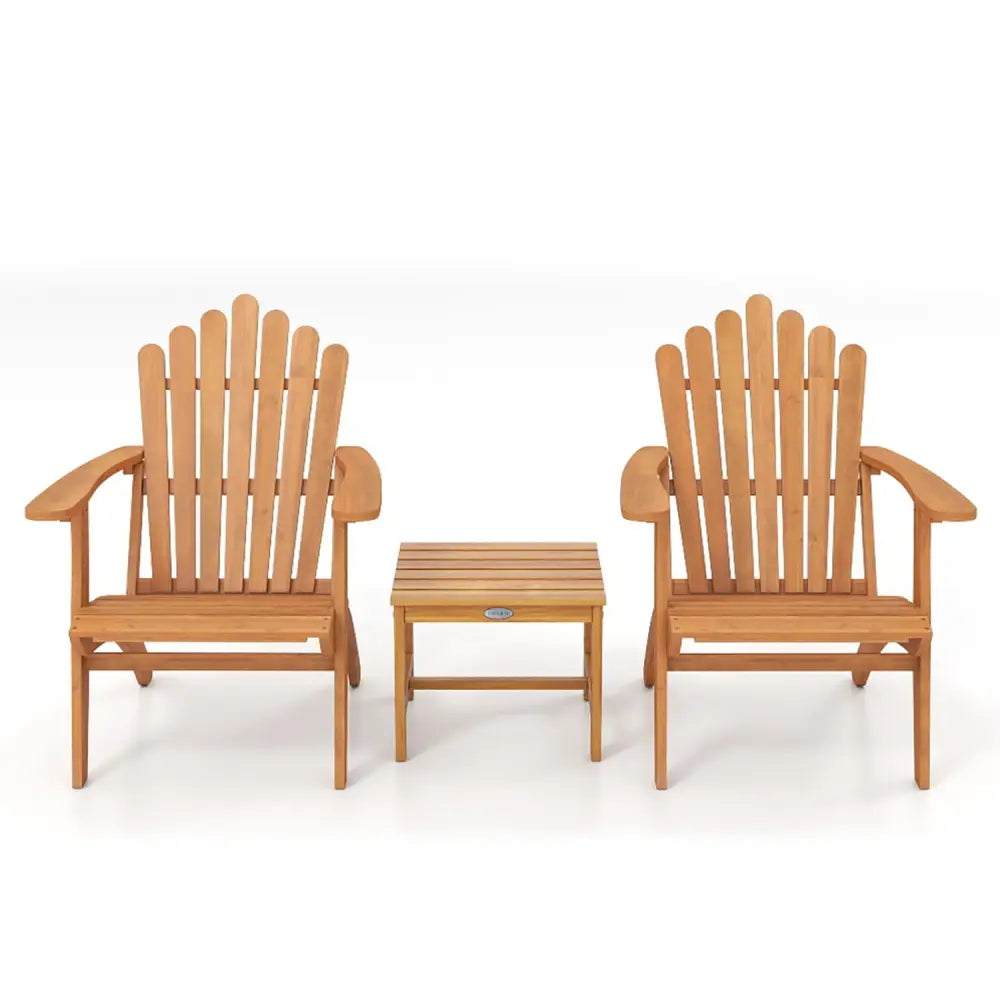 Adirondack Chair Set of 2 with Side Table for Deck Garden and Porch - Patio Conversation Sets