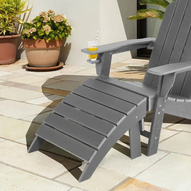 Adirondack Folding Ottoman with All Weather HDPE-Gray - Gray - Adirondack Chairs