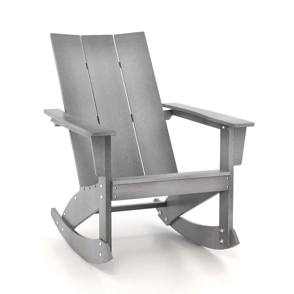Adirondack Rocking Chair with Curved Back for Balcony-Gray - Gray - Adirondack Chairs