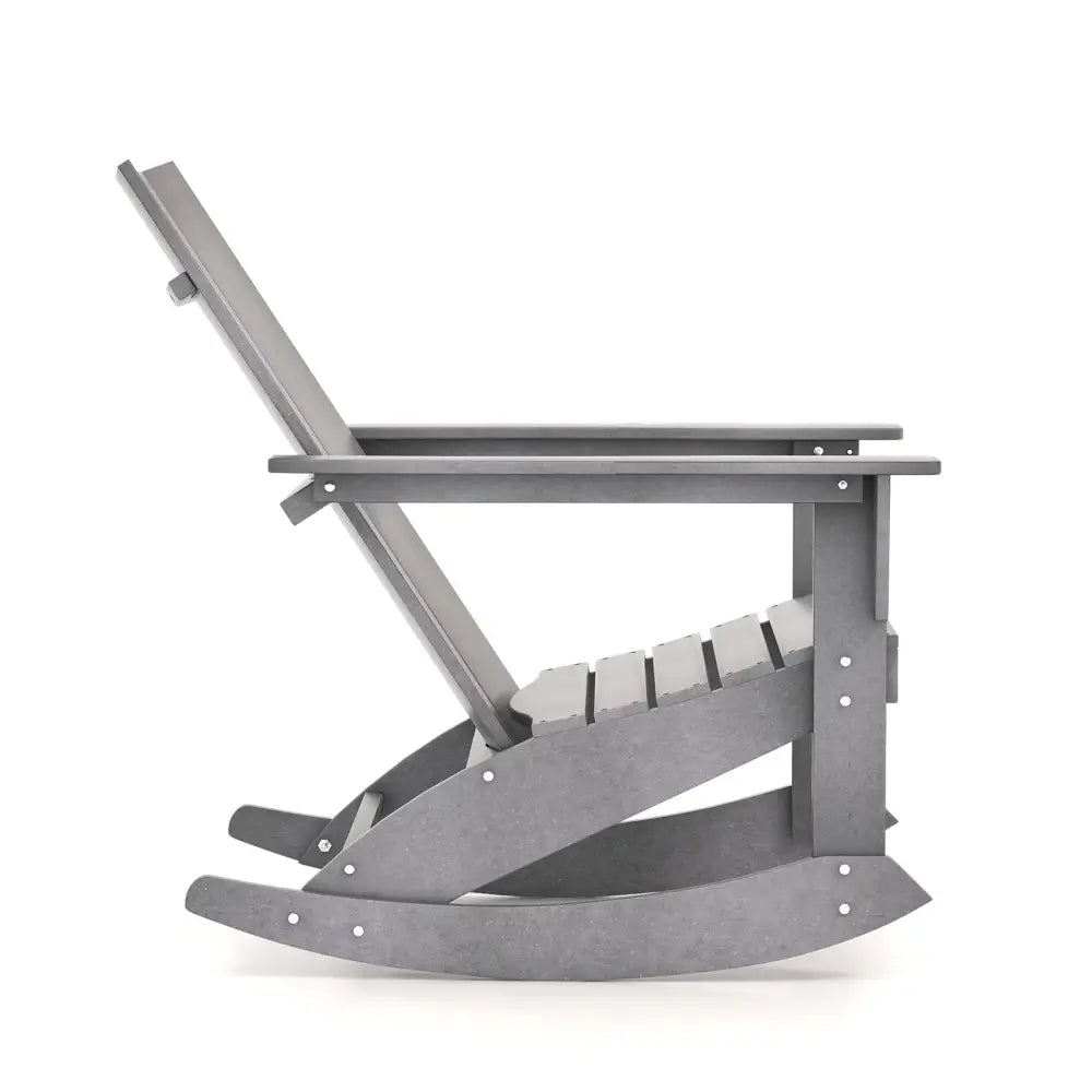 Adirondack Rocking Chair with Curved Back for Balcony-Gray - Gray - Adirondack Chairs