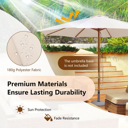 Adjustable 10 Feet Wooden Outdoor Umbrella Sunshade-Beige - Beige - Outdoor Umbrellas