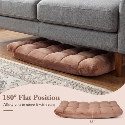 Adjustable 14-position Cushioned Floor Chair-Beige - Beige - Floor Chairs