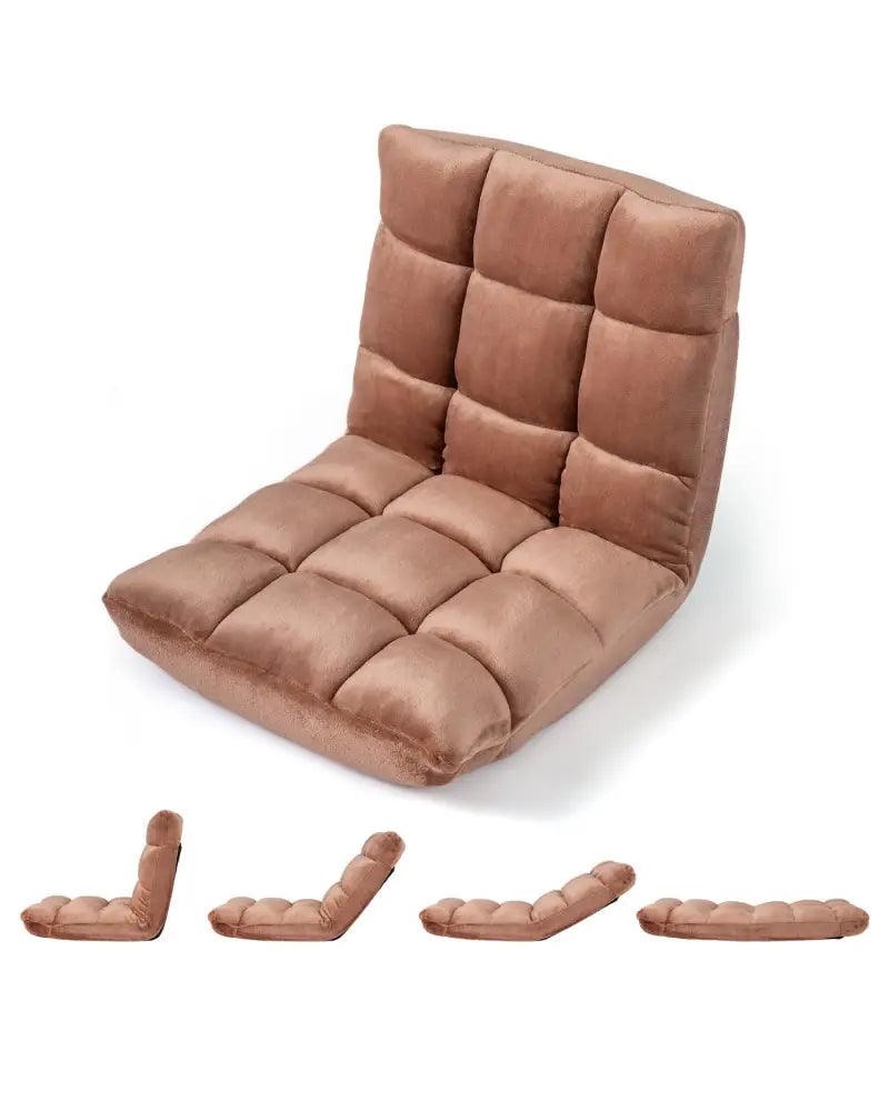 Adjustable 14-position Cushioned Floor Chair-Beige - Beige - Floor Chairs