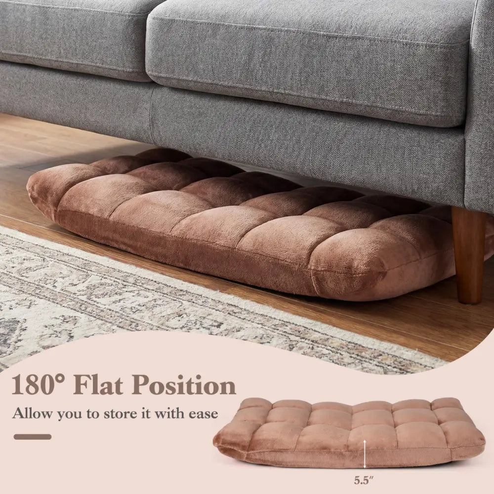Adjustable 14-position Cushioned Floor Chair-Beige - Beige - Floor Chairs