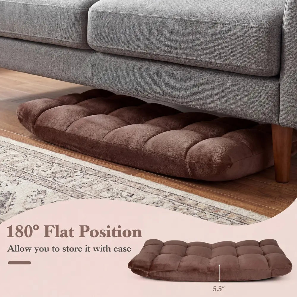Adjustable 14-position Cushioned Floor Chair-Coffee - Brown - Floor Chairs