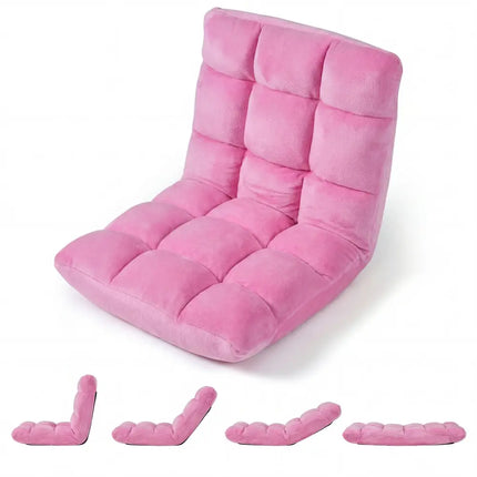 Adjustable 14-position Cushioned Floor Chair-Pink - Pink - Floor Chairs
