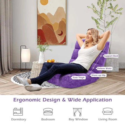 Adjustable 14-position Cushioned Floor Chair-Purple - Purple - Floor Chairs