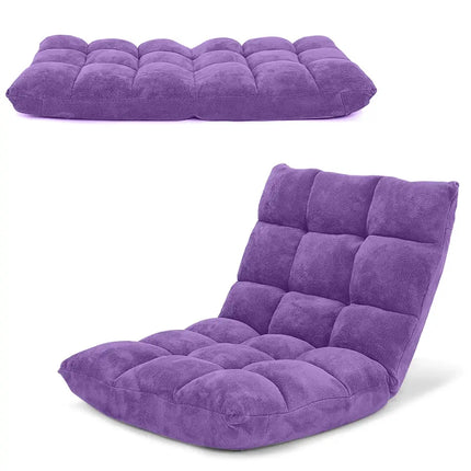Adjustable 14-position Cushioned Floor Chair-Purple - Purple - Floor Chairs