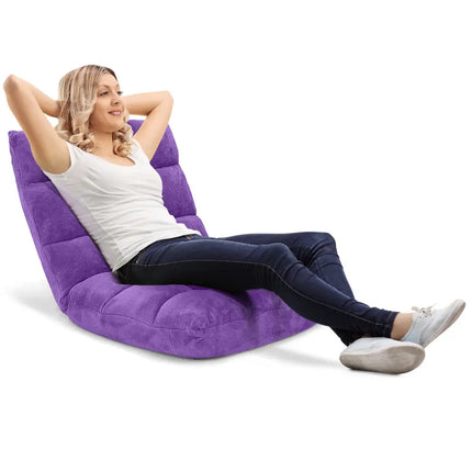 Adjustable 14-position Cushioned Floor Chair-Purple - Purple - Floor Chairs