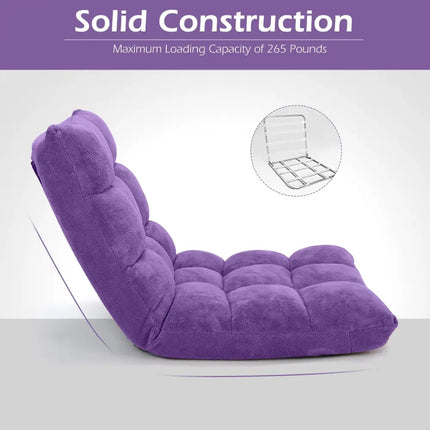 Adjustable 14-position Cushioned Floor Chair-Purple - Purple - Floor Chairs