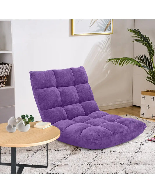Adjustable 14-position Cushioned Floor Chair-Purple - Purple - Floor Chairs