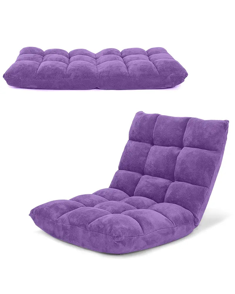 Adjustable 14-position Cushioned Floor Chair-Purple - Purple - Floor Chairs
