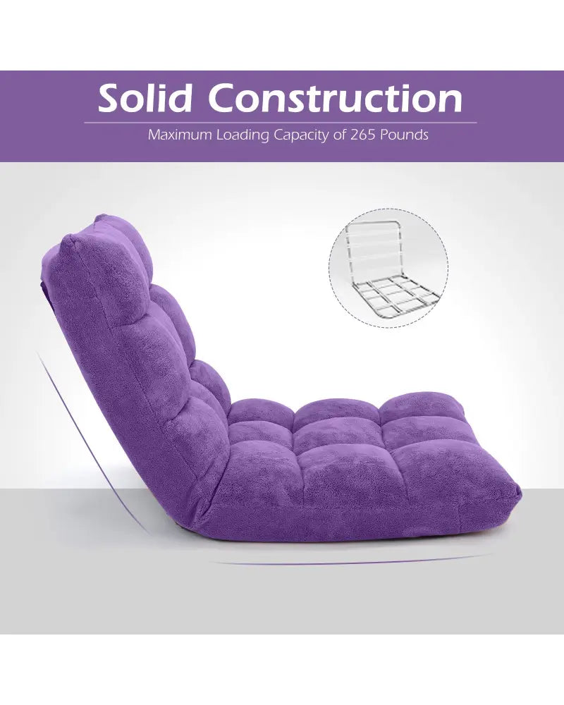 Adjustable 14-position Cushioned Floor Chair-Purple - Purple - Floor Chairs