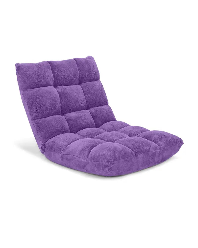 Adjustable 14-position Cushioned Floor Chair-Purple - Purple - Floor Chairs