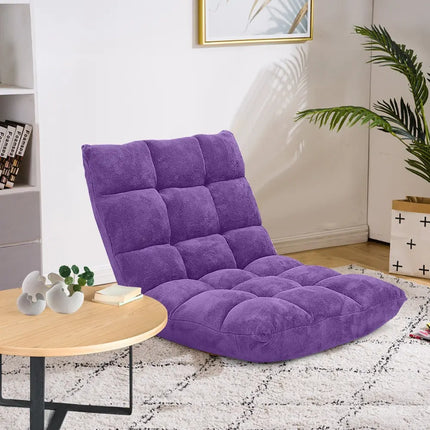 Adjustable 14-position Cushioned Floor Chair-Purple - Purple - Floor Chairs