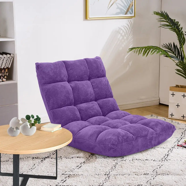 Adjustable 14-position Cushioned Floor Chair-Purple - Purple - Floor Chairs