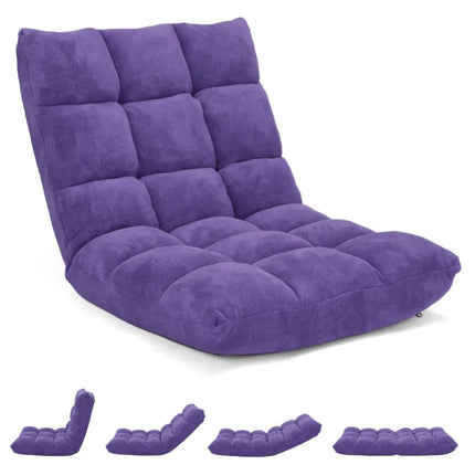 Adjustable 14-position Cushioned Floor Chair-Purple - Purple - Floor Chairs