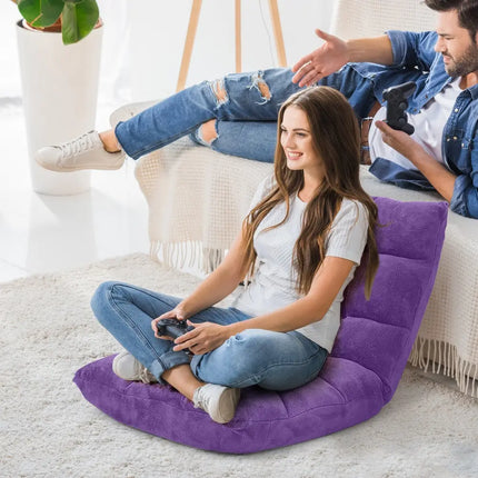 Adjustable 14-position Cushioned Floor Chair-Purple - Purple - Floor Chairs