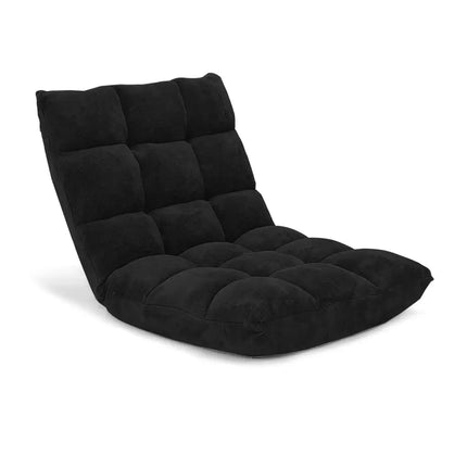 Adjustable 14-Position Floor Chair Folding Lazy Gaming Sofa Chair-Black - Black - Floor Chairs