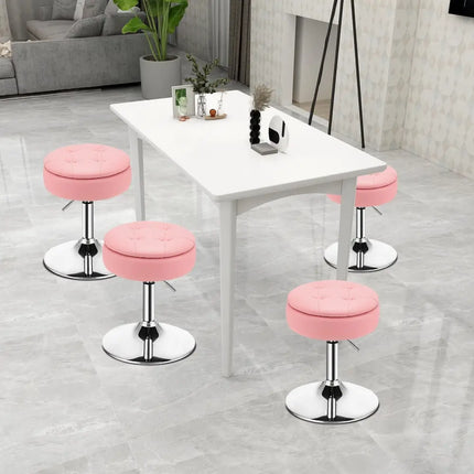 Adjustable 360Â° Swivel Storage Vanity Stool with Removable Tray-Pink - Pink - Ottomans