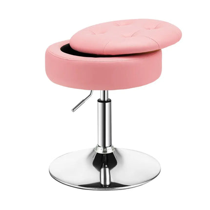 Adjustable 360Â° Swivel Storage Vanity Stool with Removable Tray-Pink - Pink - Ottomans