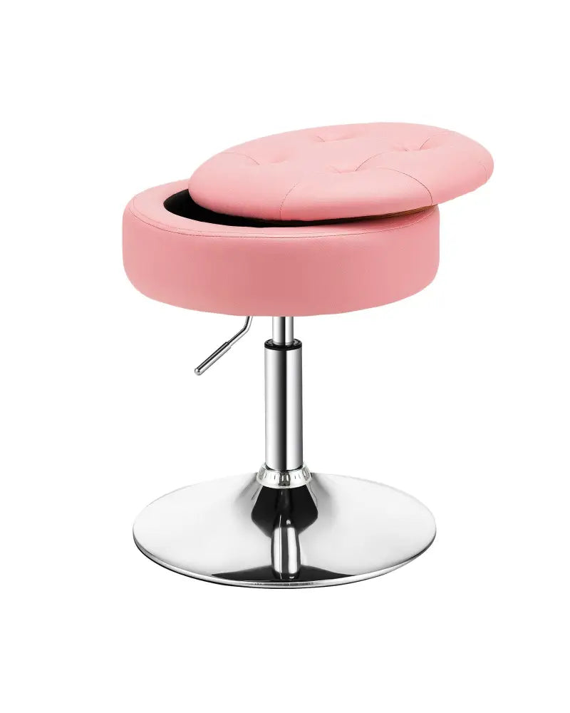 Adjustable 360Â° Swivel Storage Vanity Stool with Removable Tray-Pink - Pink - Ottomans