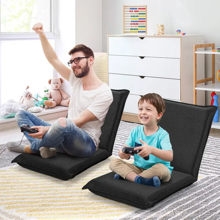 Adjustable 6 Positions Folding Lazy Man Sofa Chair Floor Chair-Black - Black - Floor Chairs