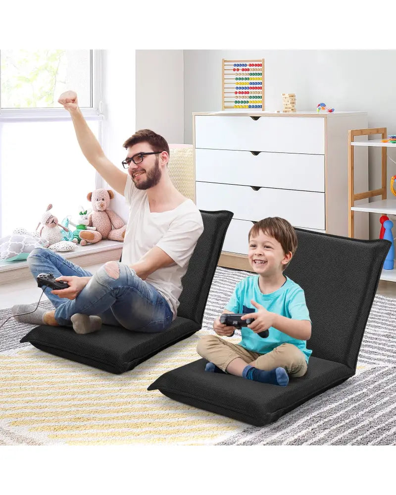 Adjustable 6 Positions Folding Lazy Man Sofa Chair Floor Chair-Black - Black - Floor Chairs