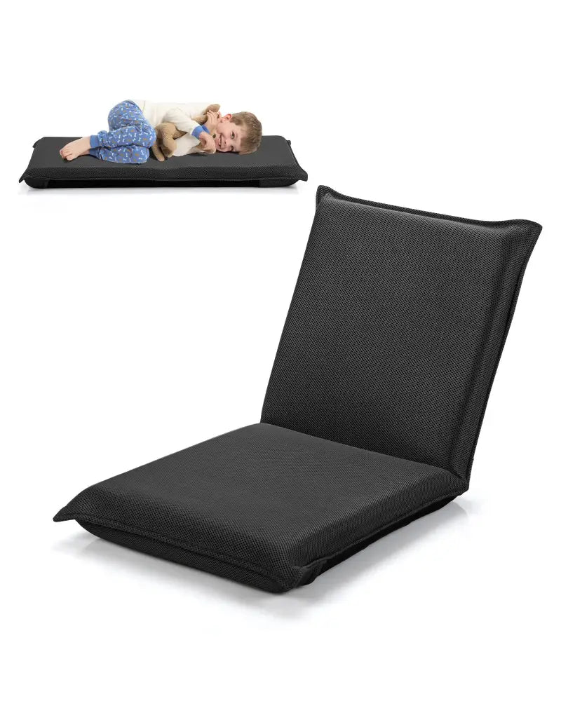 Adjustable 6 Positions Folding Lazy Man Sofa Chair Floor Chair-Black - Black - Floor Chairs