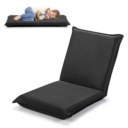 Adjustable 6 Positions Folding Lazy Man Sofa Chair Floor Chair-Black - Black - Floor Chairs