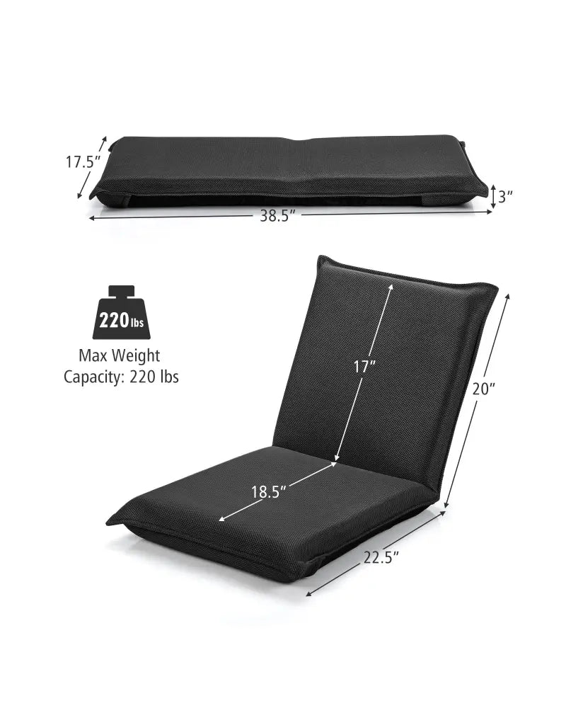 Adjustable 6 Positions Folding Lazy Man Sofa Chair Floor Chair-Black - Black - Floor Chairs