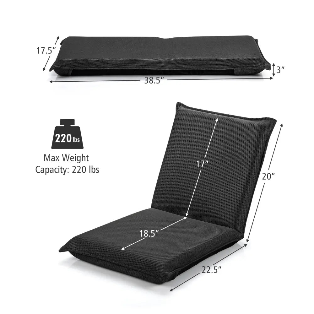 Adjustable 6 Positions Folding Lazy Man Sofa Chair Floor Chair-Black - Black - Floor Chairs