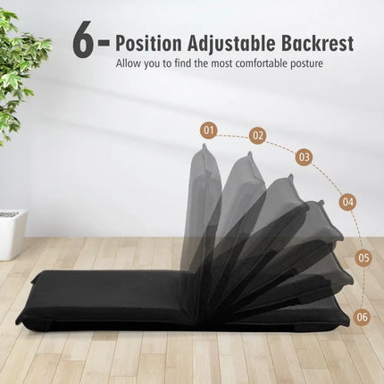 Adjustable 6 Positions Folding Lazy Man Sofa Chair Floor Chair-Black - Black - Floor Chairs