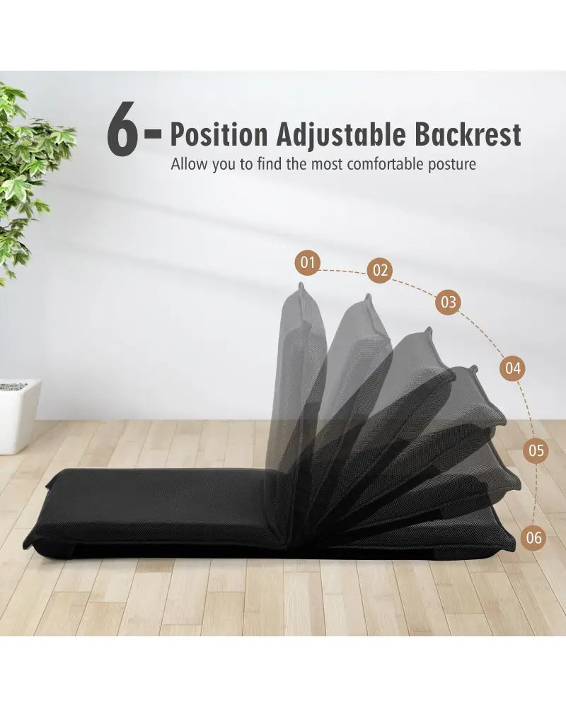 Adjustable 6 Positions Folding Lazy Man Sofa Chair Floor Chair-Black - Black - Floor Chairs