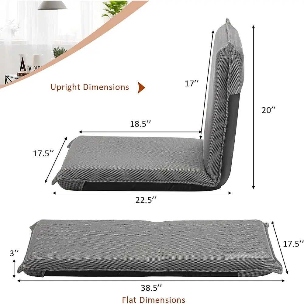 Adjustable 6 positions Folding Lazy Man Sofa Chair Floor Chair-Gray - Gray - Floor Chairs