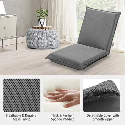 Adjustable 6 positions Folding Lazy Man Sofa Chair Floor Chair-Gray - Gray - Floor Chairs